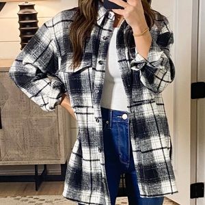 Black and white plaid shacket